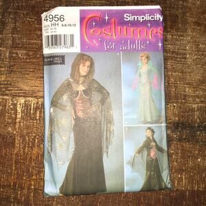 Simplicity 4956 Costume Pattern Witch Sorceress Vampiress Gown Cape 6-12 UNCUT